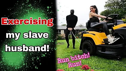 Training Zero Run Bitch Run! Exercising my Femdom Slave Outdoors Public Humiliation