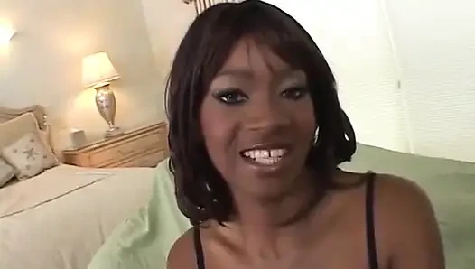Sexy ebony babe swallows cum after rough sex with white dude