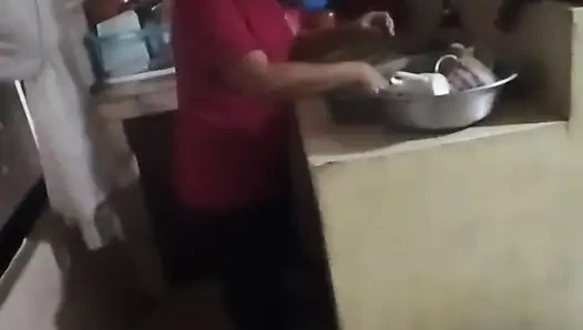 Fucking the Maid in the Kitchen When My Wife Is in the Living Room