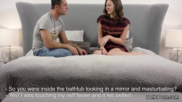 Erotic nympho stretches slim pussy and gets deflorated