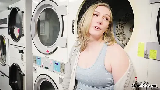 Risky Laundromat Creampie - Clara Dee POV Titjob and Cowgirl