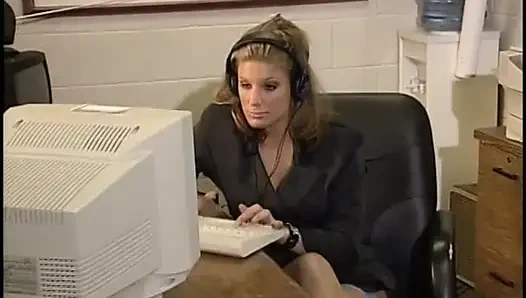 Sexy Blonde Secretary Slut in Blue Lingerie Loves to Get Fucked in the Office