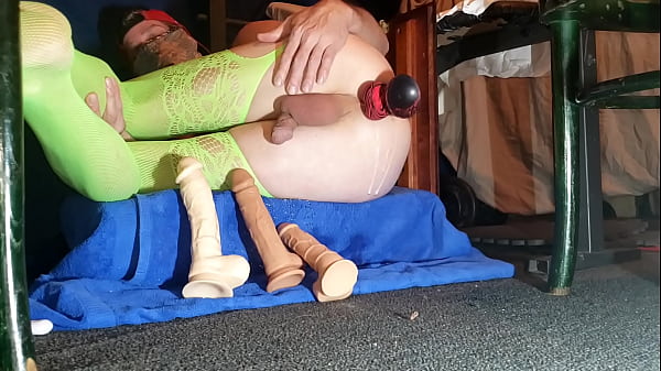 Sexy soloboy stuffs his ass with two big dildos