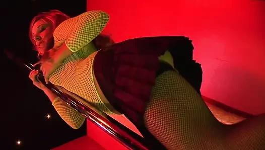 Curly haired babe gives pleasure and takes in a red room
