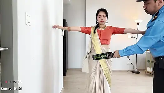 Indian Police, Saanvi Bahl seduce with hardcore Blowjob for Security Guy