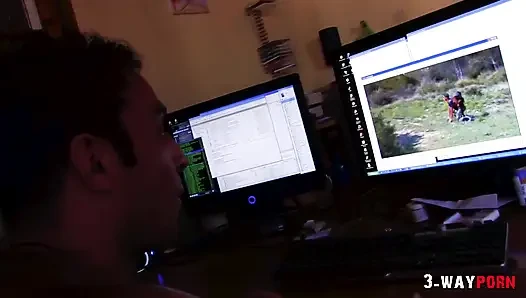 3-WayPorn - Busty babe gets nailed by 2 dudes