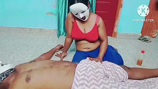 Hot huge boobs girl giving cock massage service with hand job in the massage centre - huge boobs sucking with loud moaning