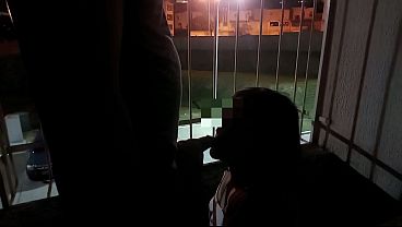 I offered to suck my husband's cock on our apartment balcony window and he accepted. I SWALLOWED ALL HIS SEMEN OUTDOORS!! - HOMEMADE VIDEO