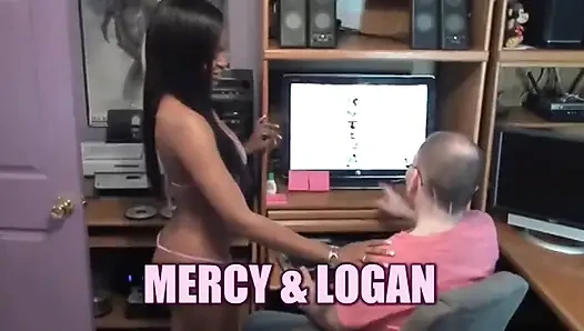 Ebony cutie Mercy sucks a white dick