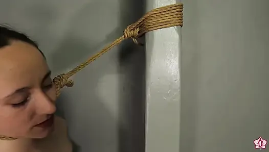 Slave Mila Tied to Post by Neck Rope Tries to Distract Herself by Reaching Multiple Orgasms While Balancing on Tiptoes (1080p)