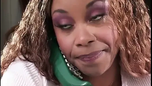 Cock sucking ebony rides cock in pussy and ass and gives BJ before getting jizz