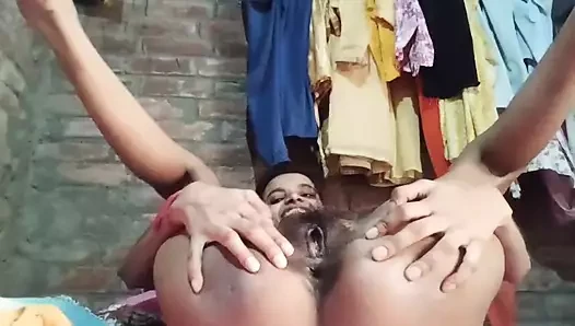 Desi pinky bhabhi showing her ass whole and pussy close up fingering in missionary position .