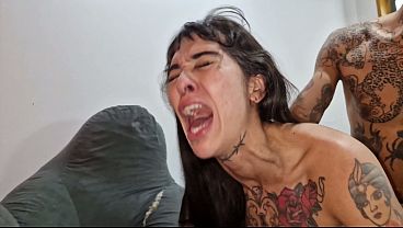 free pv Tattooed Alt Babe Takes Double Anal & DP – Two Big Cocks Wreck Her Slim Frame