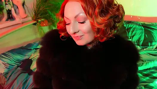 Sexy pin up Arya doing ASMR sounds with short leather gloves
