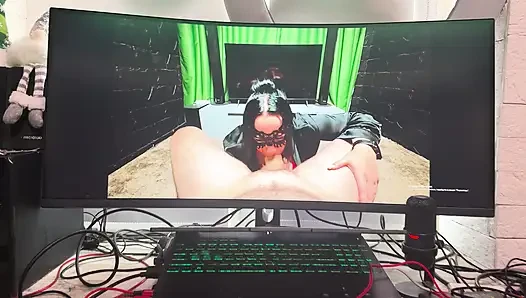 Stepmom sucks while I watch her video