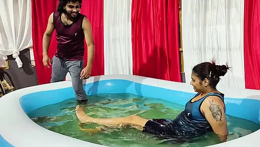 Pool romance with lip lock