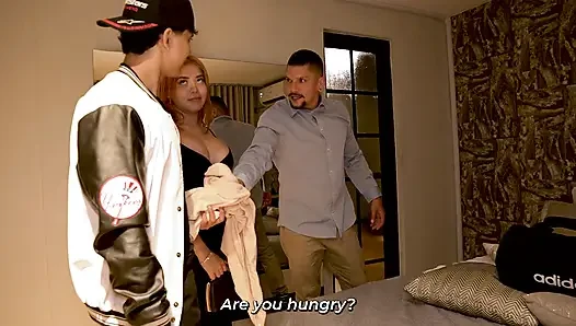 Busty redhead gets fucked by her father-in-law behind her boyfriend's back