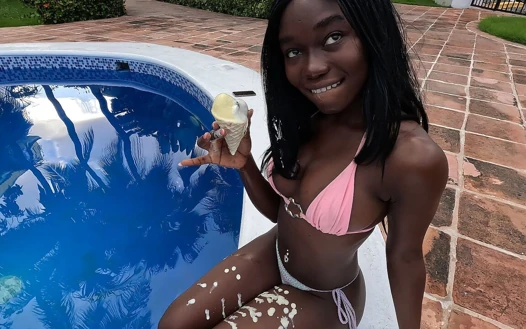 Busty Black Girl Picked up at the Pool & Cum Creamed