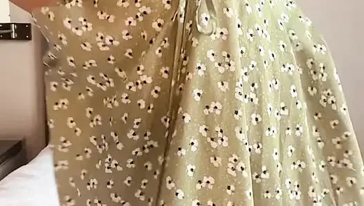My green daisies girl masturbating with a dildo on the bed