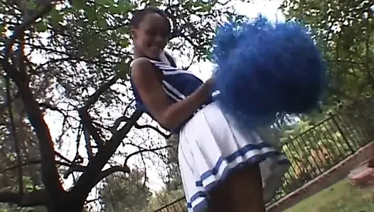 Hot ebony cheerleader fucked by muscled dude