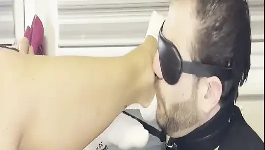 Blindfolded Foot Slave on a Leash - Barefoot Escalation (part 2)