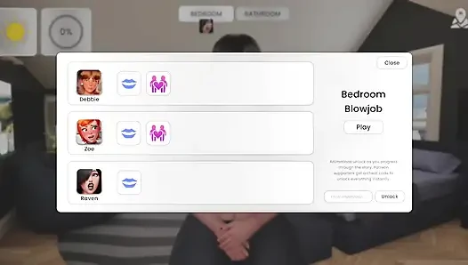 Zoe gives Eden a blowjob in her bedroom