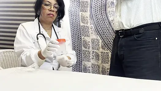 Nurse helps get sperm sample, she loves it !