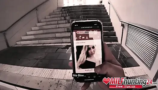 MILF hunter slams Mia Blow hard and nuts in her greedy mouth!