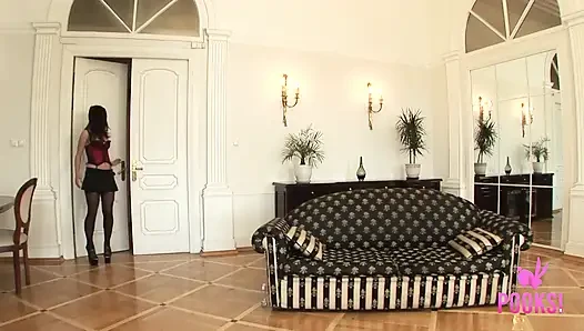 Slutty chick Valeria goes anal in threeway to get facialized