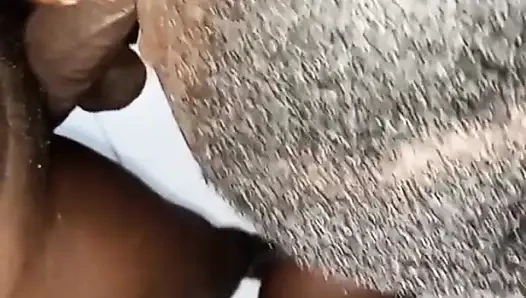 African Queen Sucks and Fucks Step Dad With Cum in Pussy