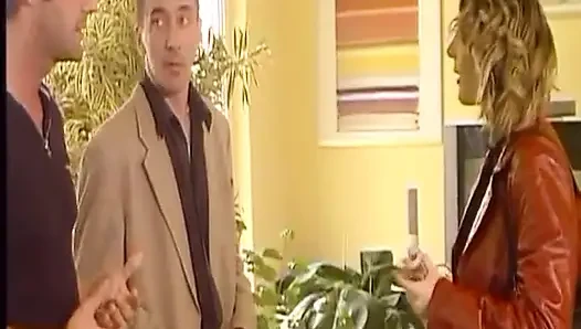 Blonde German Cougar with Big Boobs Gets DP in Vintage FMM Threesome