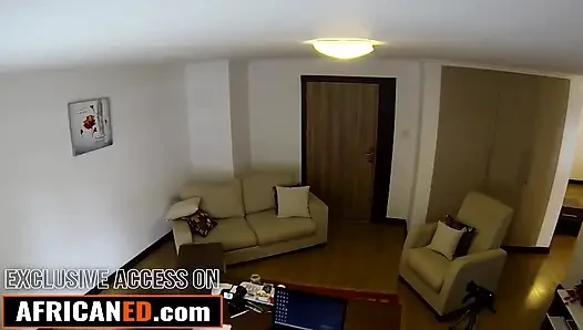 Big booty Black MILF begs for her cunt to be stretched by white cock