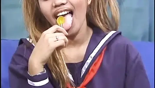 Young asian slut takes it in her wet pussy