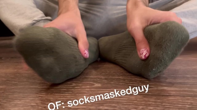 Hairy twink shows off his military socks after training