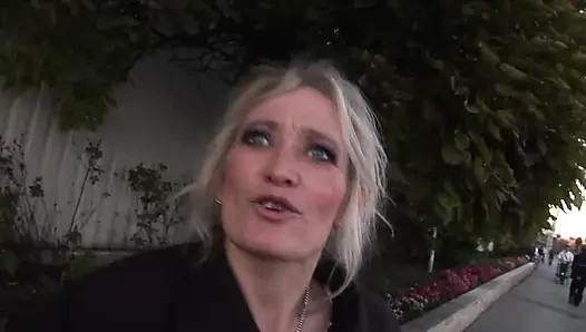 Blonde mature gets doggystyled outdoors