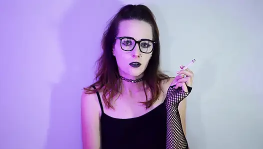 Goth Girl Smoking in Fishnets