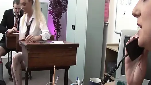 Hot College Scene 1: Horny Students in Lingerie Having Sex Together in Class