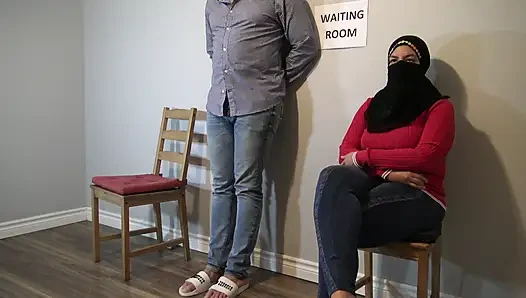 Unfaithful muslim woman could not resist my big cock after flashing it to her in public waiting room.
