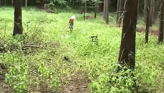 Blonde Babe Fingers Herself Deep in Forest