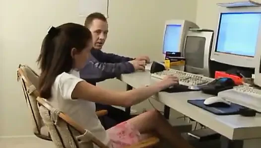 Hot threesome sex with cute brunette bitch
