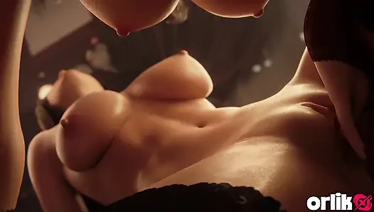 Tifa Lockhart & Aerith Lesbian Sex Tight Pussy Fingering with Loud Moans & Creamy Ending 3D Animation