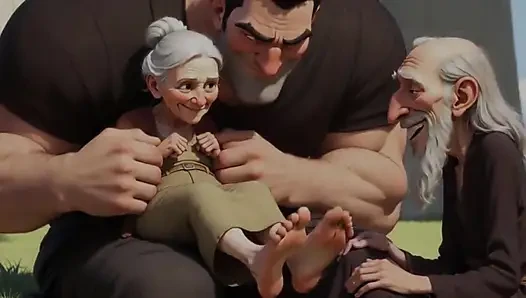 Cuckold Husband Licks Wife's Feet While She Sits on Her Lover's Lap - Hotwife Foot Worship