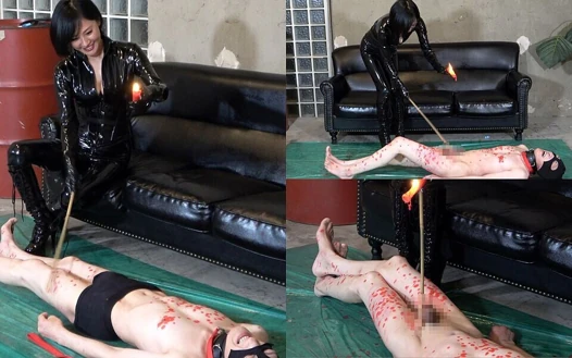 Dick Cane and Dick Hot Wax, Mistress Is Obsessed with Dripping Wax on Masochist's Dick and Hitting Dick with a Cane