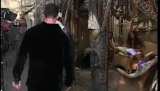 Safari blonde with big tits sucks a fat cock for freedom in a tropical jungle