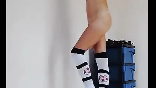 Peeing so Far and Fart in Knee Socks