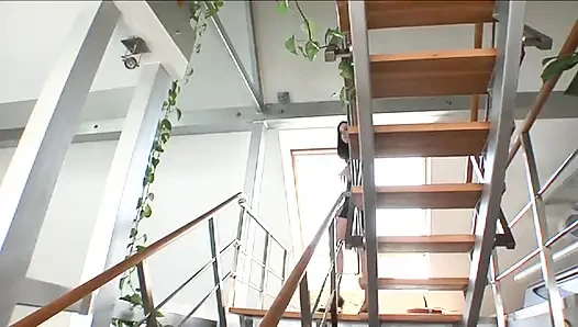 Dark haired slut takes on three hard dicks