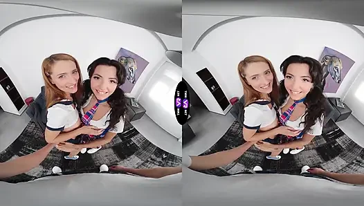 Mini Mitzi Invites Lucianna Luci For Threesome Striptease And Double Blowjob Fun - TmwVRnet
