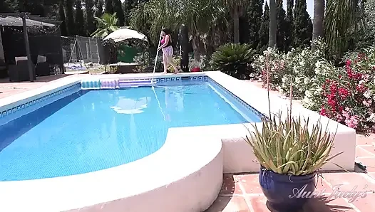 Auntjudys - Busty Redhead MILF Jojo Robinson Goes Skinny Dipping in the Pool