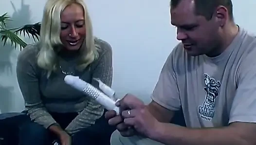 Squirting Mature Blonde's Pussy Stretched Wide and Dripping