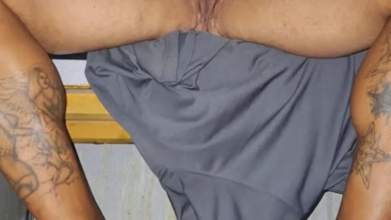 Daddy stroking cock in public gloryhole